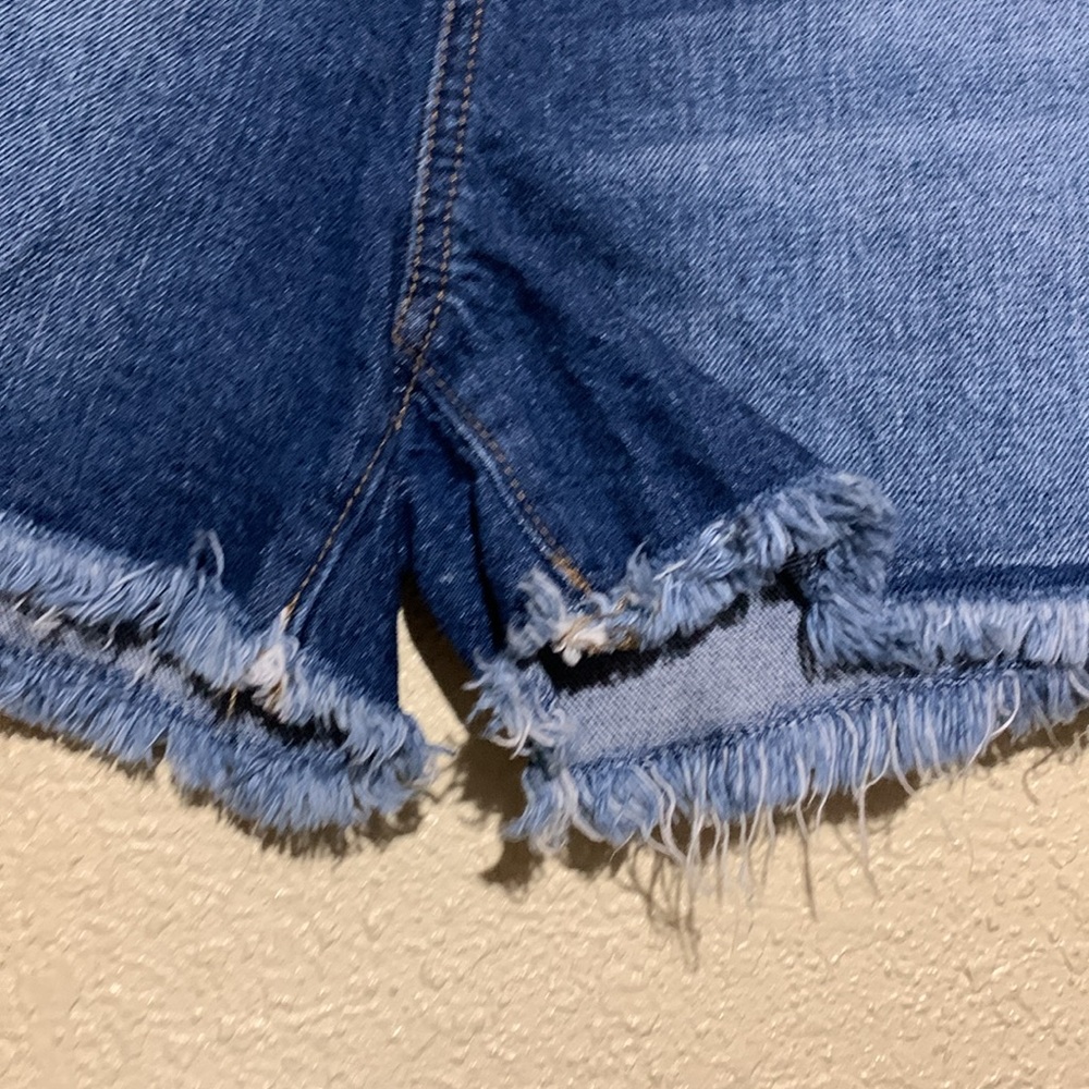 LOFT Jeans Shorts 8 Blue 5-Pocket Fringe Cotton Elastane - Picture 4 of 16